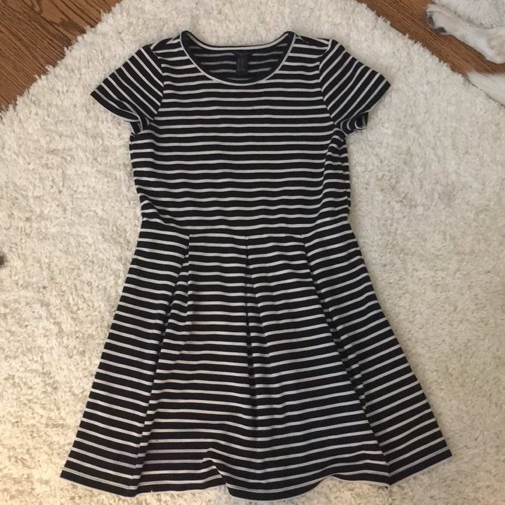 Black and white striped flowy dress.